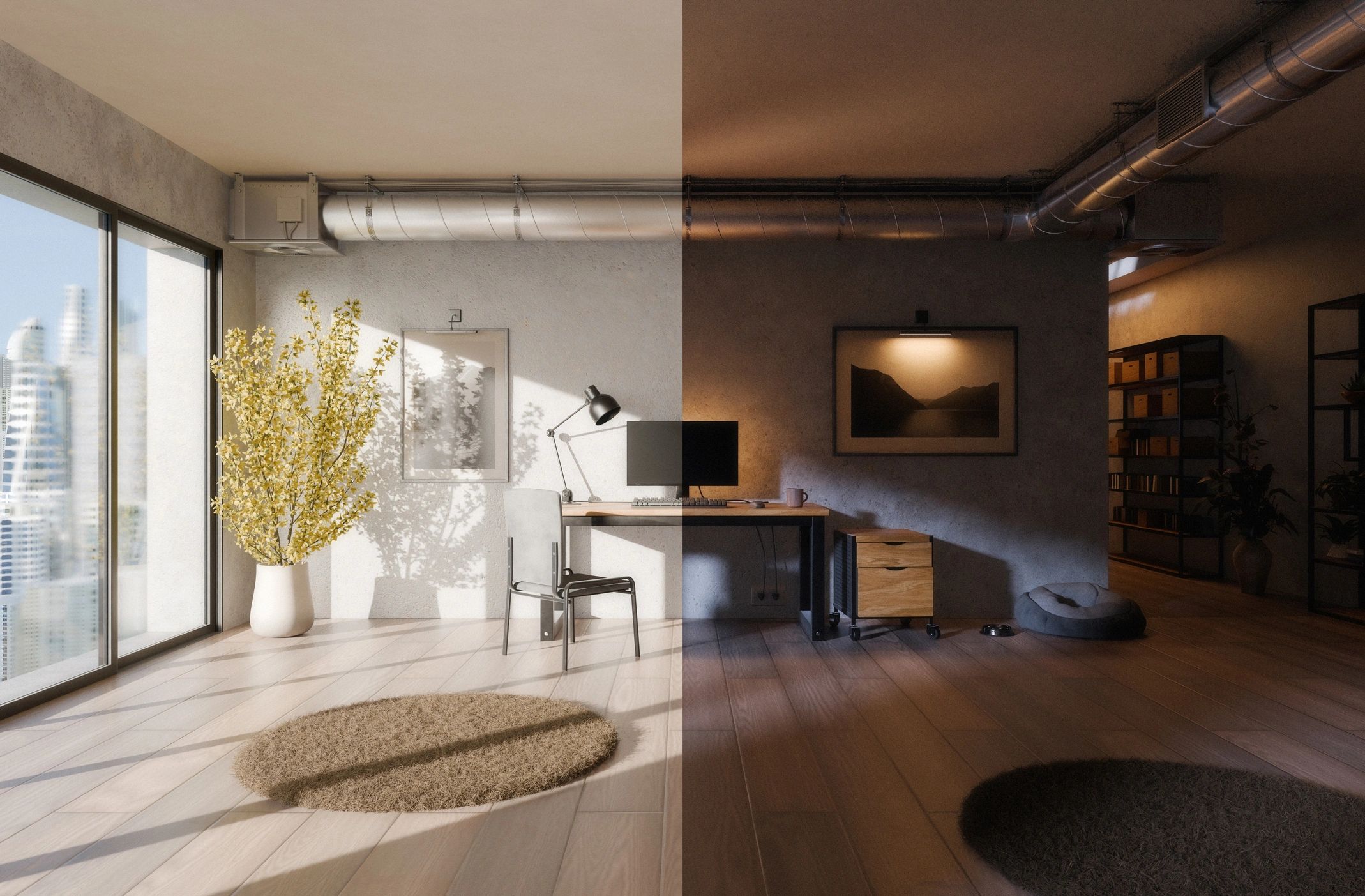 Modern minimalist workspace interior